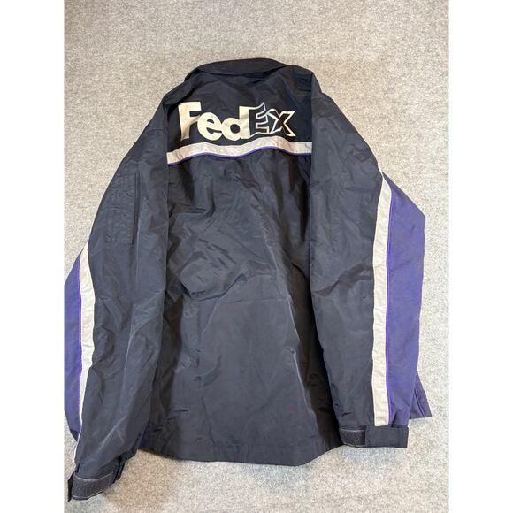 VINTAGE 90s FedEx VF Imagewear Work Jacket Mens Large Black Full Zip Windbreaker - Picture 2 of 7